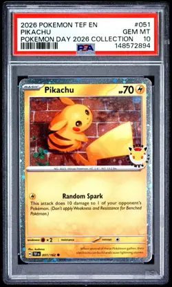PSA 10 - Pikachu Pokemon Day 2026 051/162 Temporal Forces Cosmos Promo - Image 1