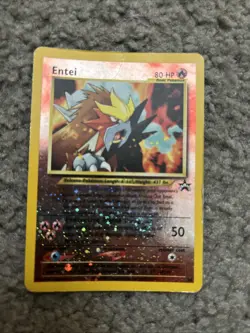 Entei Pokemon TCG 2000 Reverse HOLO #34 WOTC Black Star Promo Crease Damaged - Image 1
