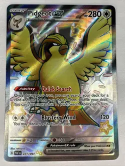 Pidgeot Ex 221/091 | Shiny Ultra Rare | 2024 Pokemon Paldean Fates | NM - Image 1