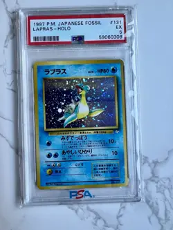 Pokemon TCG Lapras #131 Japanese Mystery Of Fossil PSA 5 Swirl Holo Vintage 1997 - Image 1