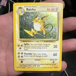 Pokemon Raichu Holo Card 14/102 1999 English TCG - Image 1