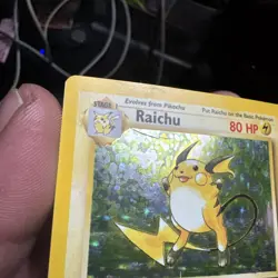 Pokemon Raichu Holo Card 14/102 1999 English TCG - Image 2