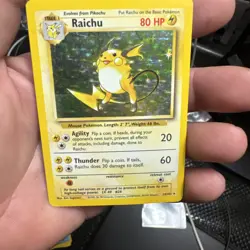 Pokemon Raichu Holo Card 14/102 1999 English TCG - Image 3