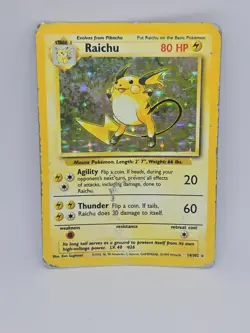 Raichu 014/102 Base Set Holo Unlimited Vintage Pokemon Tcg Card MP - Image 1