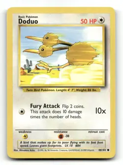 Doduo 48/102 Common Base Set Unlimited Pokemon LP - Image 1