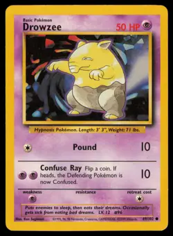 Drowzee 49/102 Common Base Set Unlimited Pokemon Lightly Played - Image 1