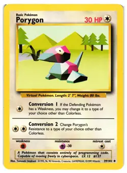 Pokemon TCG Porygon 39/102 Uncommon Base Set Unlimited LP - Image 1