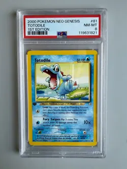 Pokemon Card 2000 Neo Genesis 1st Edition TOTODILE 81/111 PSA 8 - Image 1