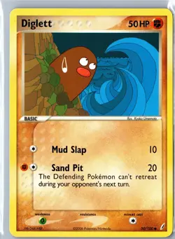 Pokemon Card - Diglett Crystal Guardians 50/100 2006 Common Moderately Played - Image 1
