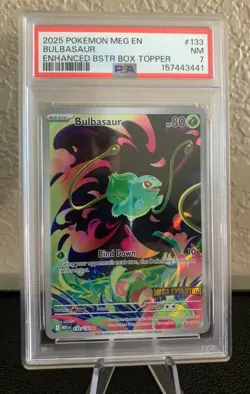Pokemon TCG: Mega Evolution Bulbasaur Enhanced Booster Bx Topper #133 | PSA 7 - Image 1