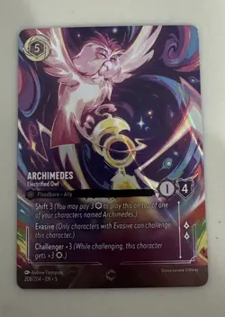 Disney Lorcana Shimmering Skies Archimedes-Electrified Owl Enchanted 208/204 - Image 1