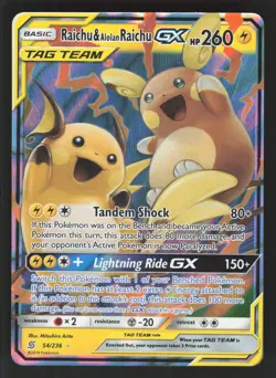 Raichu & Alolan Raichu GX 54/236 Pokemon TCG Unified Minds NM - Image 1