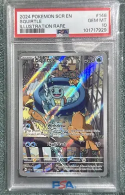 Pokemon TCG: Stellar Crown, Squirtle Illustration Rare,#148/142, PSA 10 GEM MINT - Image 1