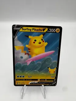 2021 Pokemon SWSH Celebrations Surfing Pikachu V #008/025 - Image 1