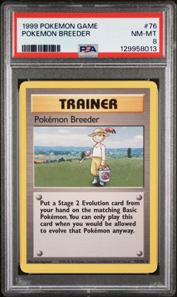 1999 Pokemon TCG Pokemon Breeder 76/102 Base Set PSA 8 - Image 1