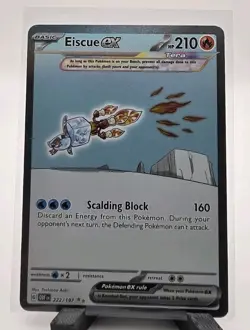 Pokemon Eiscue ex 222/197 SV03 Obsidian Flames Holo Ultra Rare English 210HP - Image 1