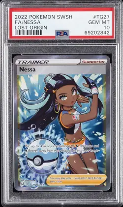 2022 POKEMON SWORD & SHIELD LOST ORIGIN #TG27 FULL ART/NESSA PSA 10 - Image 1