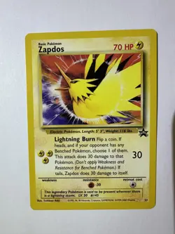 Pokemon Zapdos #23 Black Star Promo Aoki Error WOTC Vintage LP - Image 1