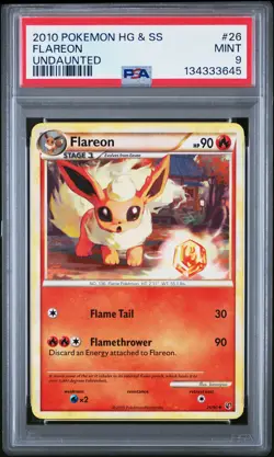 2010 Pokemon Heartgold & Soulsilver Undaunted #26 Flareon Undaunted PSA 9 - Image 1