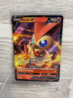 Pokemon TCG Victini V Sword & Shield Base Set 025/202 Holo Ultra Rare - Image 1