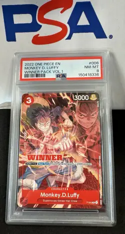 WINNER MONKEY D. LUFFY P-006 Tournament Pack Vol.1 PSA 8 One Piece - Image 1