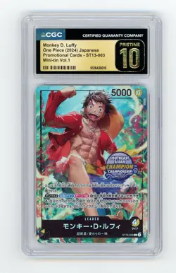 Monkey D. Luffy CGC 10 Pristine One Piece (2024) Promo Mini-tin #ST13-003 Japan - Image 1