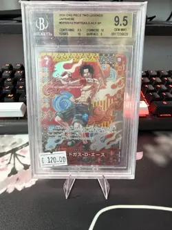 One Piece Card Game Portgas D. Ace OP02-013 SP Two Legends Beckett 9.5 Gem Mint - Image 1