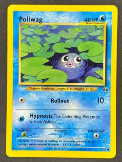 Pokemon Poliwag 62/75 N2 Neo Discovery Unlimited LP/NM - Image 1