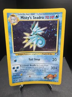 Pokemon TCG WOTC Gym Heroes Mistys Seadra 9/132 Prerelease Holo Rare Promo NM! - Image 1
