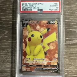 Pikachu V FA #157 2022 Pokemon SWSH Brilliant Stars PSA 10 - Image 1