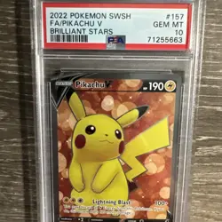 Pikachu V FA #157 2022 Pokemon SWSH Brilliant Stars PSA 10 - Image 3