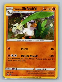 Galarian Sirfetch'd (Cosmos Holo) 095/192 Holo Rare Rebel Clash Pokemon NM - Image 1