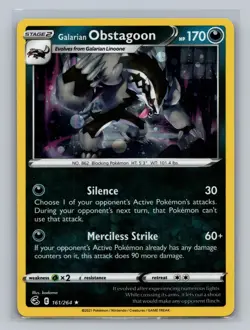 Galarian Obstagoon (Cosmos Holo) 161/264 Holo Pokemon NM - Image 1