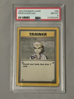 1999 Pokemon Base Set Unlimited #88 Professor Oak Gem Mt PSA 8 - Image 1