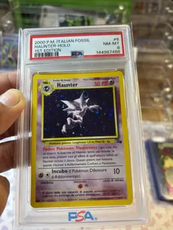 PSA 8 Haunter Cosmos Holo Italian Fossil 6/62 *SWIRL* + PSA Label Error - Image 2