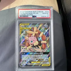 Mega Lopunny & Jigglypuff GX #226 Pokemon Sun & Moon Cosmic Eclipse PSA 10 - Image 1