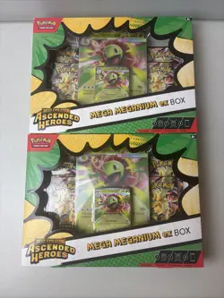 Pokemon Ascended Heroes Mega Meganium ex Box Factory Sealed Lot Of 2 BOX DAMAGE - Image 1