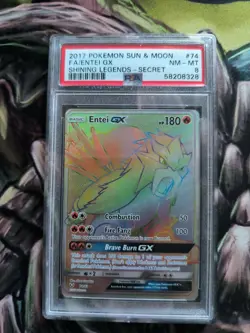 2017 POKEMON SHINING LEGENDS ENTEI GX #74 SECRET RARE HOLO PSA 8 NM MINT - Image 2