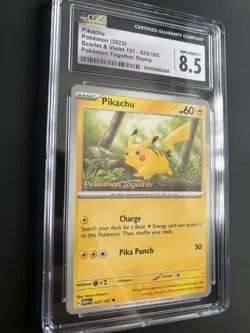 2023 Pokemon Pikachu Pokemon Together Stamp 151 Promo 025/165 CGC 8.5 nm/mint+ - Image 2