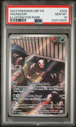 2023 POKEMON OBF EN-OBSIDIAN FLAMES ILLUSTRATION RARE #204 HOUNDOUR PSA 10 - Image 1