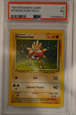 1999 Pokemon Game Base PSA 7 Hitmonchan Holo #7 WOTC UNLIMITED FRESH GRADE SLAB - Image 1