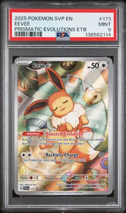 2025 POKEMON SVP EN-SV BLACK STAR PROMO PRISMATIC EVOLUTIONS ETB 173 EEVEE PSA 9 - Image 1