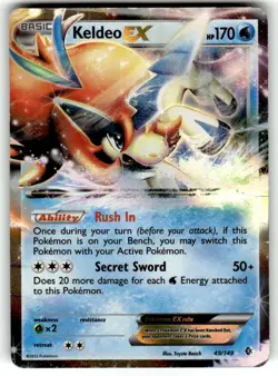 Keldeo EX 49/149 Holo EX Rare Boundaries Crossed Pokemon Heavily Played - Image 1
