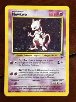 Pokemon Base Set 2 Mewtwo 10/130 Holo Rare LP - Image 1