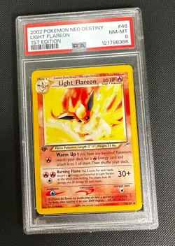 2002 Pokemon NEO DESTINY 1st edition LIGHT FLAREON 46/105 PSA 8 - NM-MT - Image 1