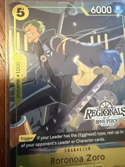 Namco One Piece Card Game Roronoa Zoro OP07-113 UC Holo Promo Regionals - Image 1