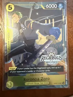 Namco One Piece Card Game Roronoa Zoro OP07-113 UC Holo Promo Regionals - Image 5