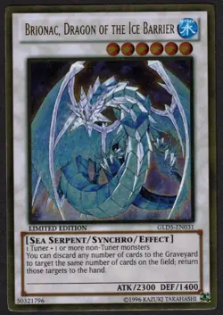 Yugioh Brionac, Dragon of the Ice Barrier GLD5-EN031 Gold Rare Limited - MP - Image 1