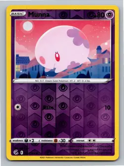 Munna 121/264 Common Fusion Strike Pokemon Reverse Holo Lightly Played - Image 1