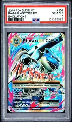 2016 POKEMON XY FA/M BLASTOISE EX EVOLUTIONS #102 PSA 10 - Image 1